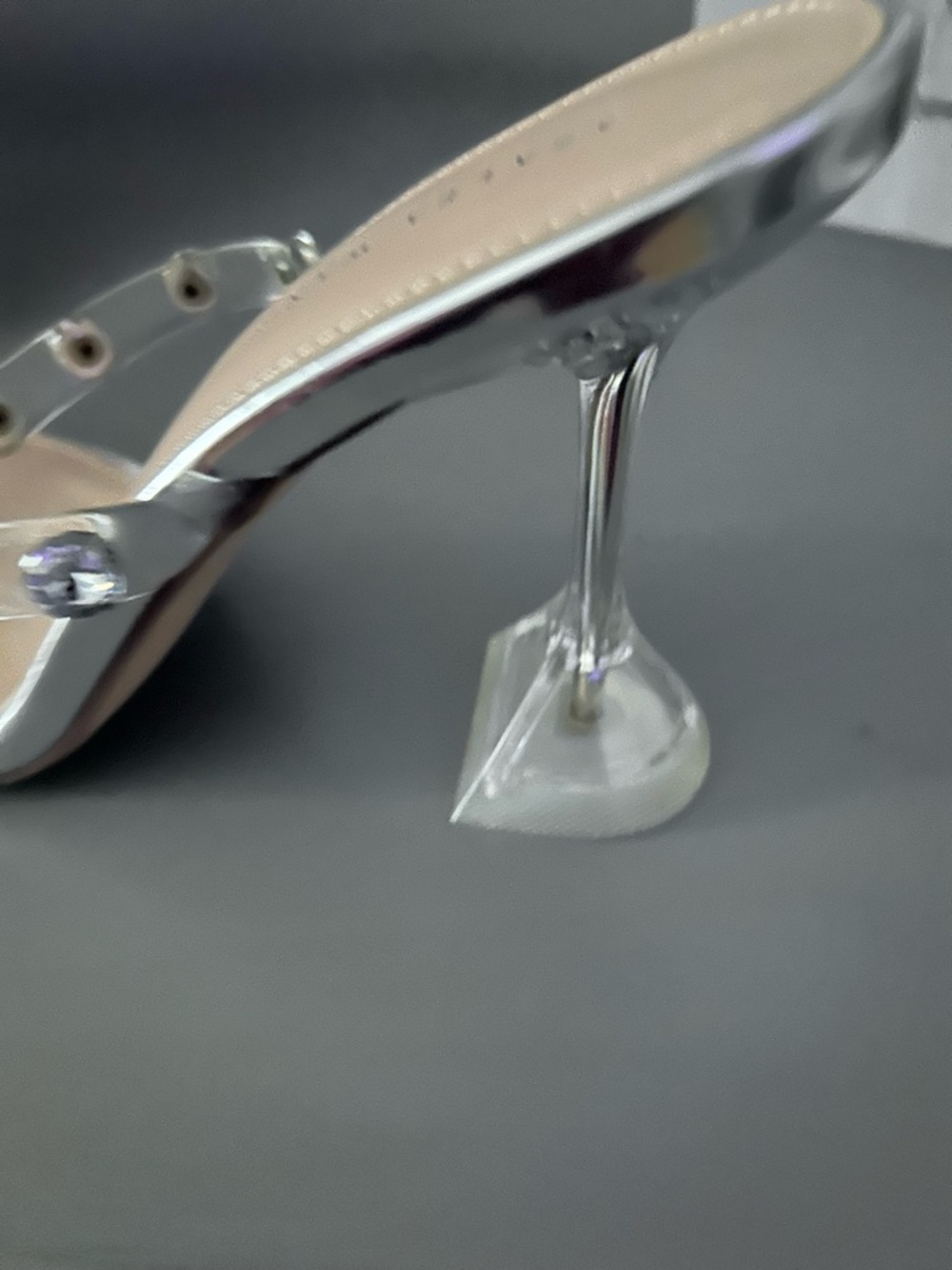 Clear PVC Block Heel Sandals in Nude - Picture 5 of 5